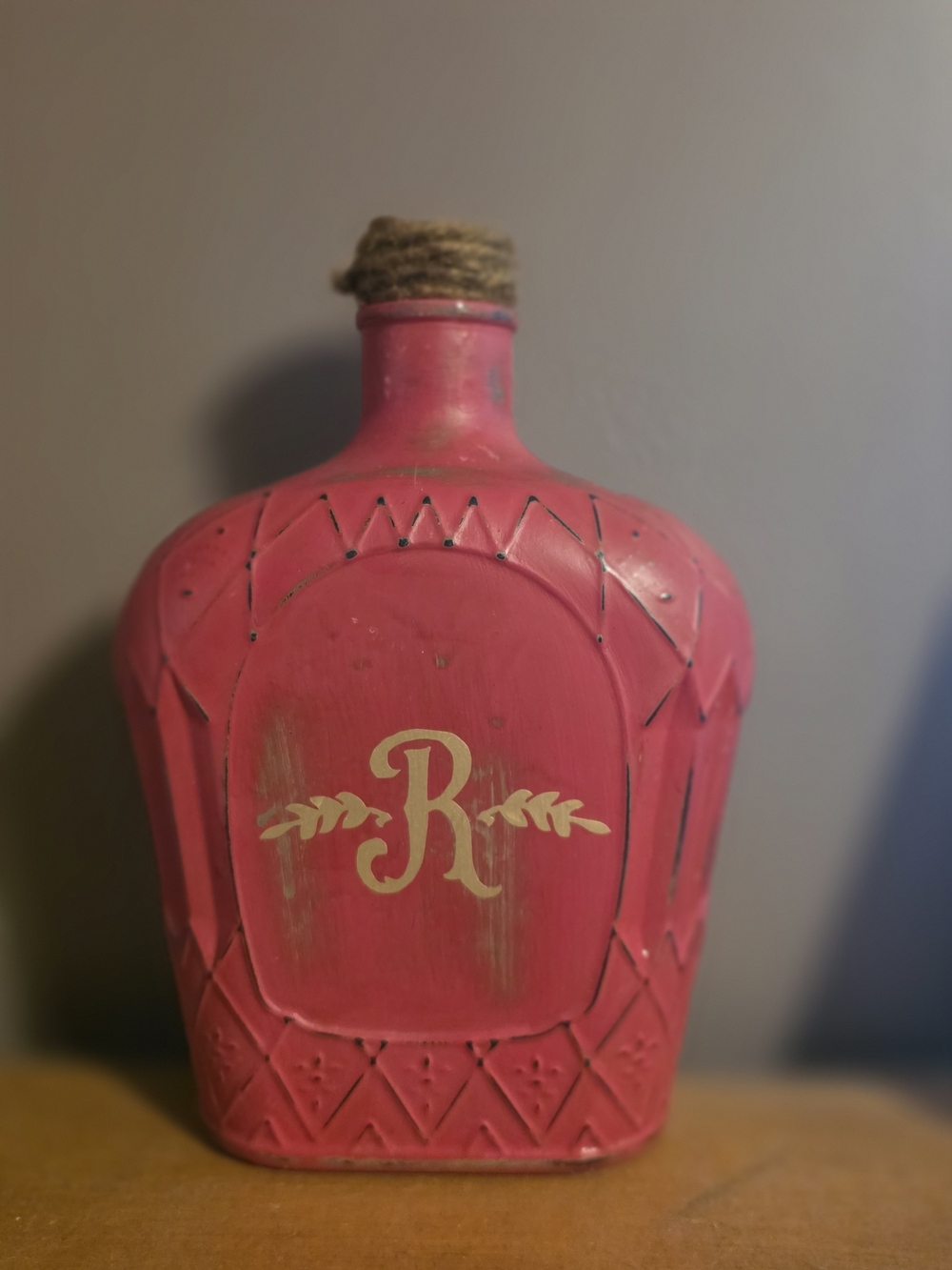 Decorative Pinkish Red Monogram 'R' Accent Bottle - Home Accents
